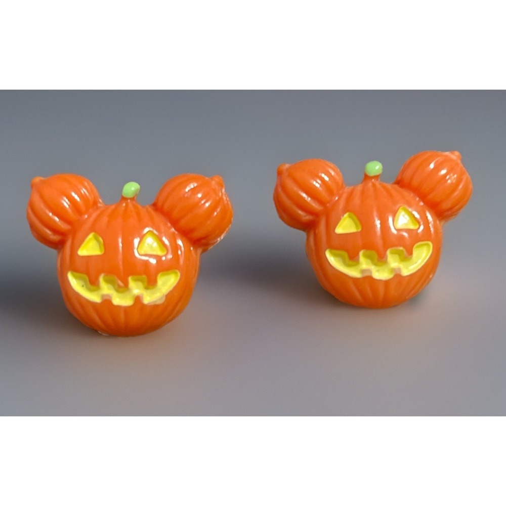 Disney Mickey Mouse Pumpkin Jack O Lantern Halloween Earrings Orange Plastic‎